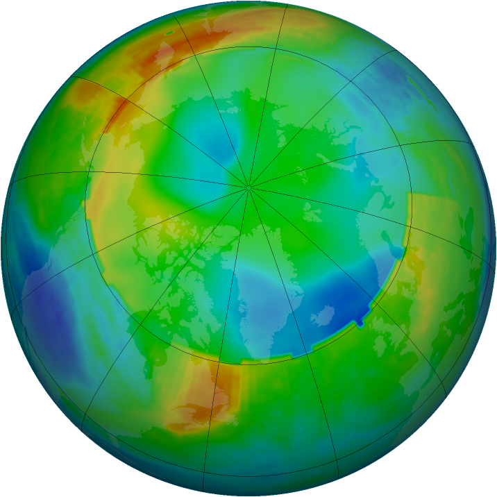 Arctic ozone map for 12 December 1988